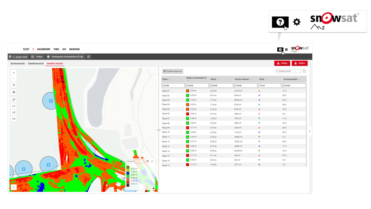 SNOWsat Schneehöhenkarte
