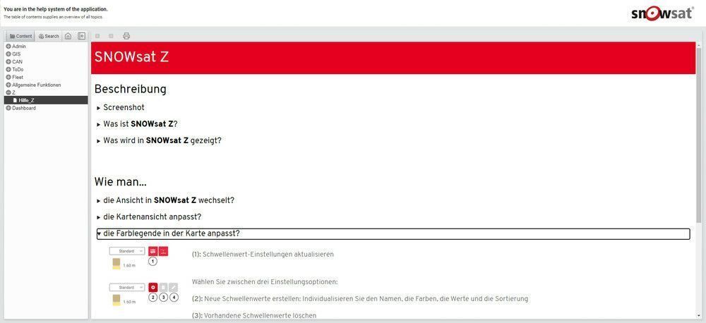 Per tutte le soluzioni di SNOWsat è disponibile un aiuto online in Inglese e Tedesco e, a breve, anche in Italiano e Francese. Per tutte le soluzioni di SNOWsat è disponibile un aiuto online in Inglese e Tedesco e, a breve, anche in Italiano e Francese.