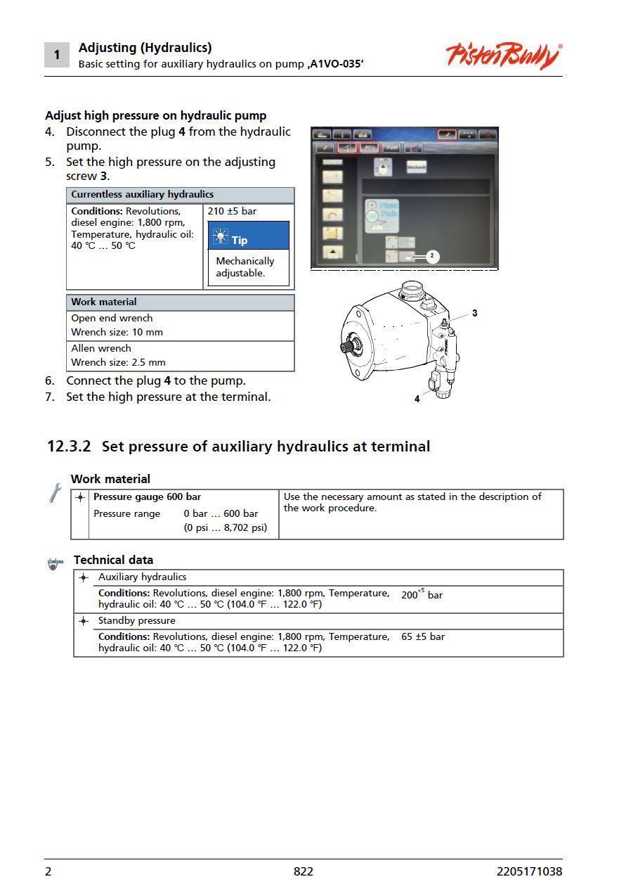 Hydraulik einstellen