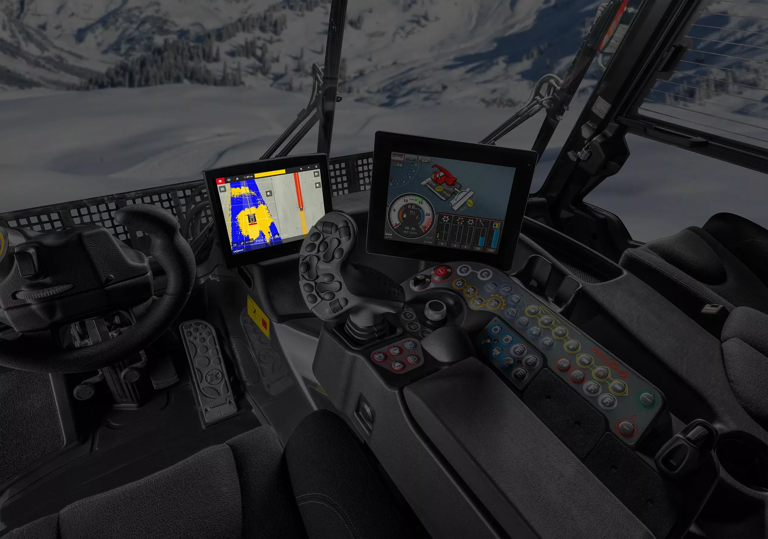 Zweiteiliger Screen SNOWsat iX im Fahrzeug